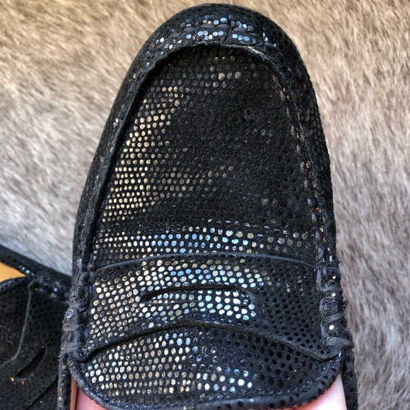 NEIMAN Marcus black Suede snake skin pattern Driving moccasin 7.5 - Picture 2 of 10